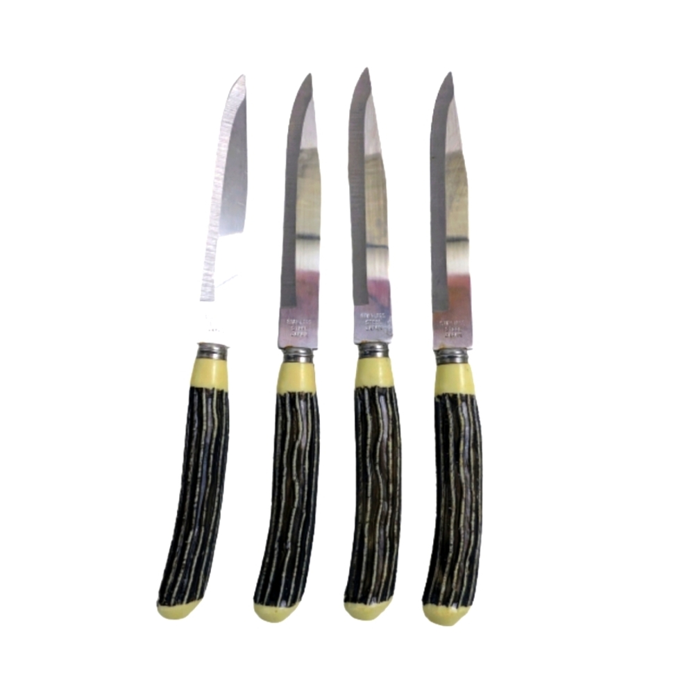 4 Piece Steak Knife Set Stainless Steel 7" Made In Japan Faux